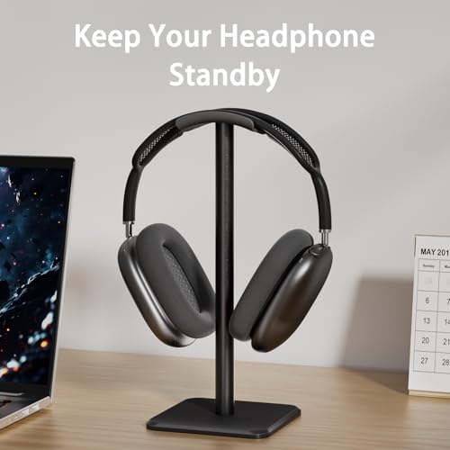 Headphone Stand - Headset Stand with Aluminum Hanger, Headphone Holder for AirPods Max, Sony, Bose, Beats and More (Black) - color: Black