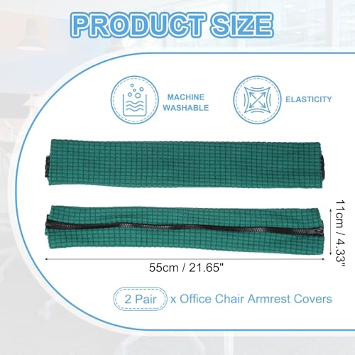 PATIKIL 22x4.3 in Office Chair Armrest Covers, 2 Pair Office Chair Arm Covers Long Computer Chairs Arm Rest Cover with Zipper Removable Rest Slipcover Hand Rest Protector, Forest Green - color: Forest Green, size: 22"