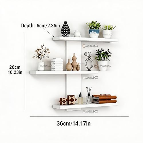 No Drilling 3 Tier Wall Shelf Unit, Versatile Lack Wall Shelf, Wall Hanging Storage Shelves for Kitchen Living Room Bedroom Dorm, Decorative Vertical Shelving Unit, White - color: White, size: 3-Tier (14.6" x10.24" x 2.4")