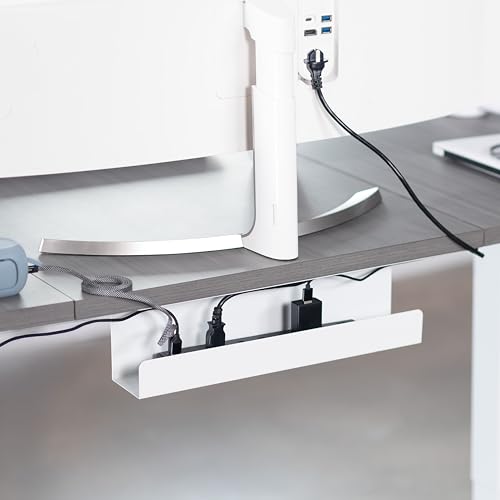 VIVO White 17 inch Under Desk Cable Management Tray, DESK-AC06-1CW | Low Profile Power Strip Holder, Cord Organizer, Wire Tamer Steel Cable Rack for Office and Home, Holds 11 lbs - color: White, size: Standard