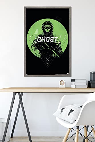 Trends International Call of Duty: Modern Warfare 2 - Ghost Emblem Wall Poster, 22.375" x 34", Barnwood Framed Version - color: Barnwood Framed Version, size: 34"L x 22.4"W