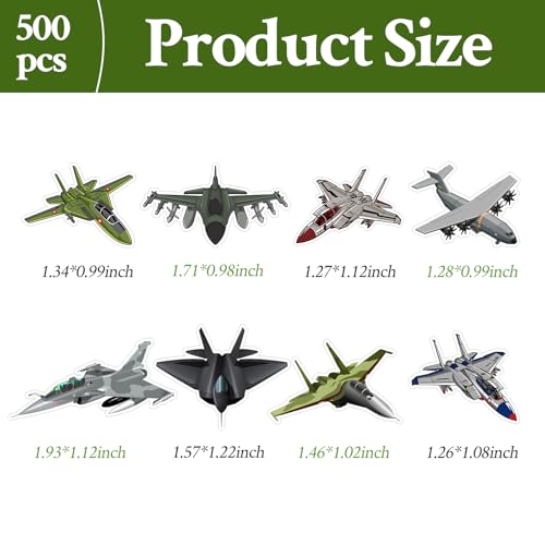 500 Pcs Fighter Jet Stickers Roll Military Aircraft Warplane Airplane Stickers Self Adhesive Waterproof for Birthday Party Decorations Supplies Favors Scrapbook Envelope Seals DIY Craft Decals - color: Fighter Jet Stickers Roll