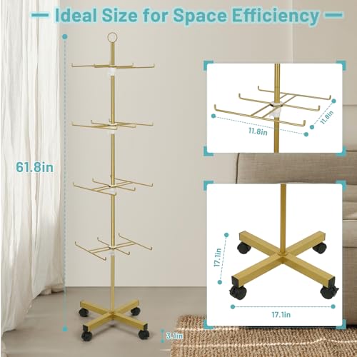 Flenpptly Retail Display Stand Rotating Display Stand 4 Tier Spinning Display Stand for Craft Shows, Jewelry, Keychain, Earring Adjustable Height Retail Display Racks (Gold) - color: 4-Tier Gold