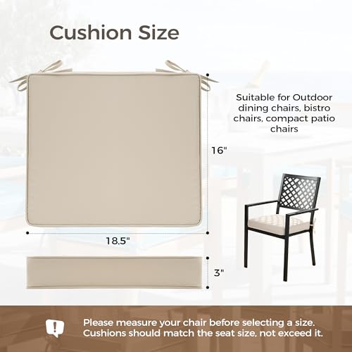 UNIKOME Outdoor Chair Cushions Set of 4, Water Resistant Patio Seat Cushions with Ties for Outdoor Furniture, High-Density Foam, UV & Fade Resistant, Piped Edge – 18.5" x 16" x 3", Beige - color: 01 Beige, size: 18.5" W X 16" D X 3" H