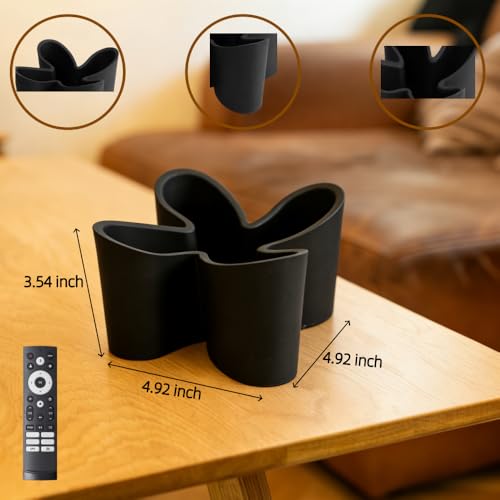 Khakho Flower Shape Remote Control Holder,Desk Organizer Storage Container, Office Supplies Desktop Organizer Rack,Multi-Functional Remote Control Box (Black) - color: Black