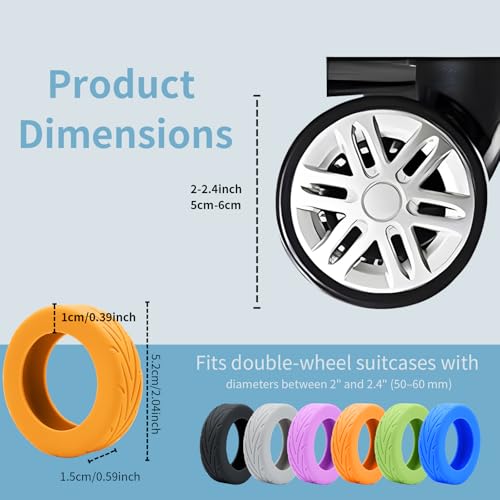 10Pcs Luggage Wheel Covers Silicone Silent Suitcase Protector for Luggage or Office Chair Caste Upgraded Wear-Resistant Anti-Noise Shock Absorption Suitcase Wheel Covers Accessories for Travel Orange - color: Orange arrow
