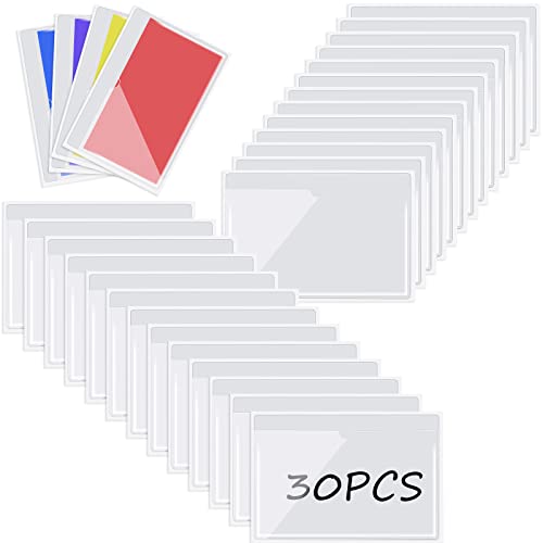 30 Pack Self-Adhesive Index Card Pockets with Top Open for Loading - Ideal Index Card Holder for Organizing and Protecting - Crystal Clear Plastic (5.8 x 8.7 Inches) - size: 5.8 x 8.7 Inches