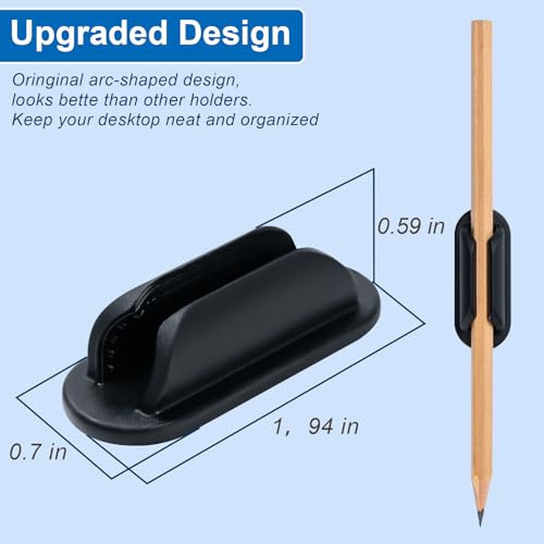 10 Pack Adhesive Pencil Holders for Desk,Silicone Flexible Pen Holder for Wall, Office, School,Home,Classroom Must Haves,Teacher Supplies Accessories,Desk Organizer,Small Gift Back to school - color: Black