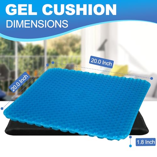 Gel Seat Cushion for Long Sitting - 20" x 20" x 1.8" (Extra Thick&Soft) Gel Cushion for People Over 140 lbs, Pressure Relief Cushion for Office Chair, Egg Cushions for Wheelchair, Gel Pad for Car - color: Jumbo Size Blue Gel