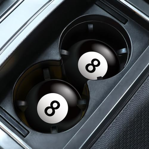 Car Cup Holder Coasters, 2 Pack 2.75" Silicone Cup Holder Insert, Universal Non-Slip Cup Holders, Car Accessories Interior for Women and Man - Billiards Black 8 (Black-8) - color: Black-8