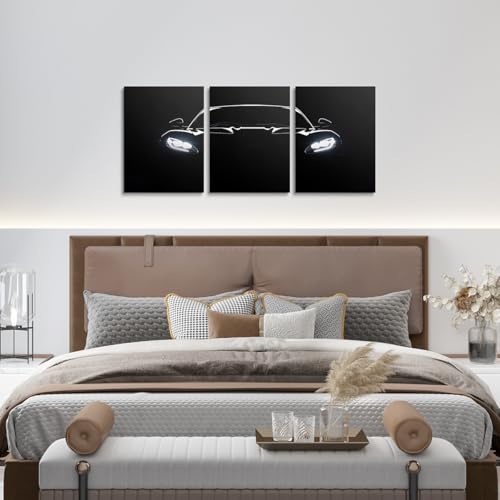 Erosebridal Black Race Car Wall Art,Race Car for Boys,Sports Canvas Wall Art Set of 3 for Kids Boys Girls Teens,Cars Racing Games Decor,12x16 - color: Black