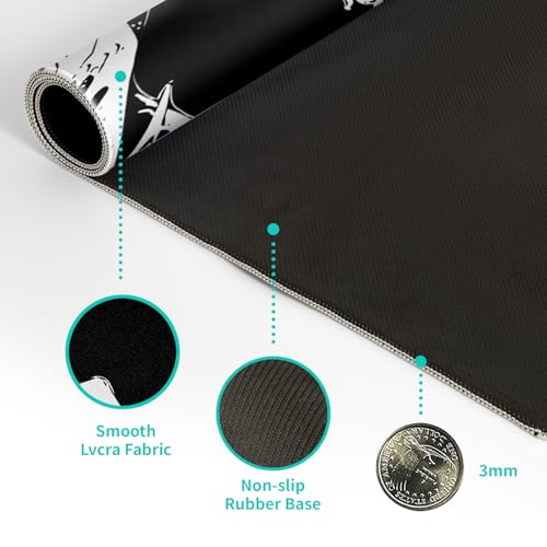 Japanese Sea Wave Large Mouse Pad, Abstract Black Gaming Mousepad, Extended Kanagawa Mat Desk Pad, 3mm Thick Long Non-Slip Rubber Base Mice Pad for Office and Home, 27.6x11.8 Inch - color: Sea Wave 2