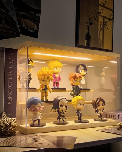 Clear Acrylic Display Case with Light , 3 Tier Display Box Stand Assembly Dustproof Protection Showcase for Collectibles Action Figures (12.6×7×9in; 32×18×23cm) - color: Wood with light, size: 3 Tier 12.6×7×9in;32×18×23cm