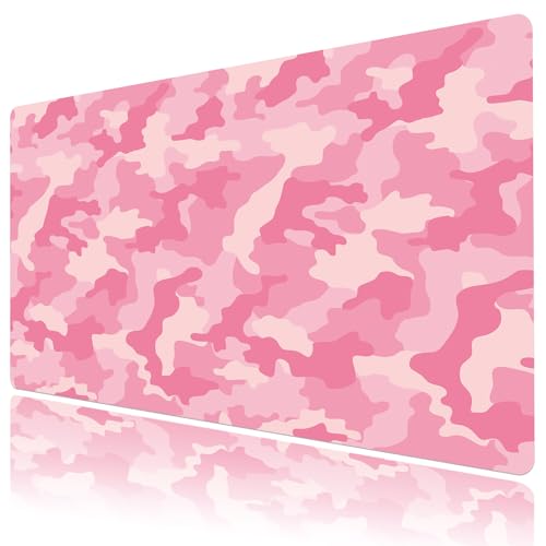 EOBTAIN Pink Mouse Pad Gaming,Retro Cute Large Desk Mat for Keyboard and Mouse,Girly Computer Mousepad XXL Extended Smooth Non-Slip Rubber Desk Protector Accessories for Office 31.5x15.7 Inch - color: Light Pink