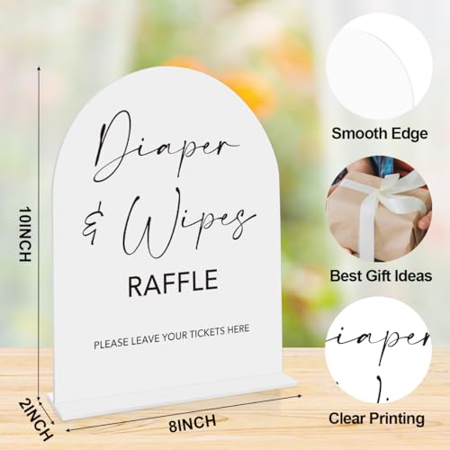 Diaper and Wipes Raffle Sign, Baby Shower Diaper and Wipes Game Sign, Shower Reception Event Party Table Desk Acrylic Decor 8x10 Inch - color: Diaper Wipes Raffle