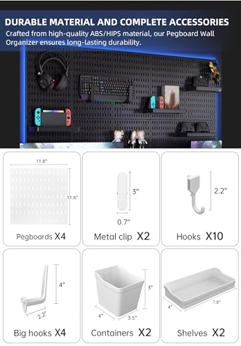 Revamp Your Space With A Versatile Pegboard Kit - Effortlessly Organize Home, Office, And Gaming Setup With Customizable Hanging Solutions (White) - color: White