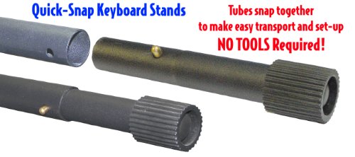Keyboard Stand Unique Space Saving Easy Transport Design-Ultra Portable- - Double Braced -No Tools to Loose- fits all Portable 49-88 Keyboards (KS2-Q)