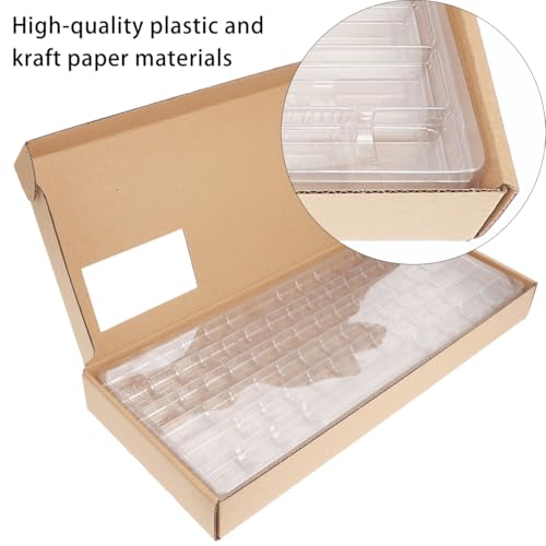 3-Layer Keycap Organizer Box Kraft Paper Plastic Keyboard Caps Storage Container Portable 13.77X5.51X1.18In for Keyboard Accessories