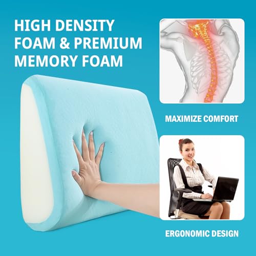 HOMBYS Lumbar Support Pillow for Recliner Chair, Memory Foam Back Support Cushion for Elderly,Extra Large Lumbar Support Pillow,Thick Backrest for Home Reading (Grey, 18“x15 x4) - color: Grey, size: 18“x15"x4