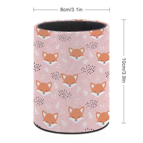 Cute Fox Pen Holder Pencil Cup for Desk Organizer | Cute Makeup Brush Holder PU Multifunctional Office Suppliesfor Decor Home Classroom School - color: Fox