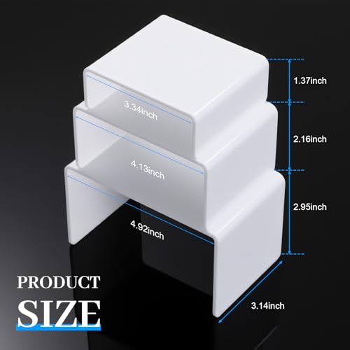 Chuangdi 2 Sets Acrylic Display Risers, Product Stand, Jewelry Display Riser Shelf Showcase Fixtures for Dessert Cupcake Candy Figure Treat Action Showcase(White,Small Set) - color: White, size: Small Set