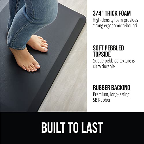 GORILLA GRIP Comfortable Cushioned Kitchen Mats for Floor, 3/4 Inch Thick Ergonomic Standing Desk Anti Fatigue Mat, Waterproof and Stain Resistant Pebbled Top, Supportive Padded Foam Rug, 20x32, Black - color: Black, size: 20" x 32" x 3/4"
