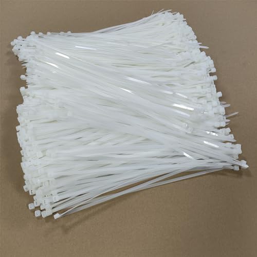 Zip Ties 1000 pcs 8 inch Cable Zip Ties, Premium Plastic Wire Ties with 40 LBS Tensile Strength, UV Resistant Cable Ties, White Nylon Tie Straps - color: White, size: 8 inch ( 4 x 200 mm )