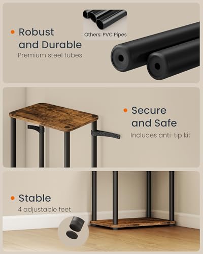 VASAGLE Superfast Toolless Assembly, 5-Tier Shelf for Living Room, Standing Shelf, Bookshelf, Bedroom, Kitchen, 9.4 x 15 x 54.7 Inches, Rustic Brown and Ink Black ULLS135K01 - color: Rustic Brown + Ink Black, size: 5 Tiers (15"W)
