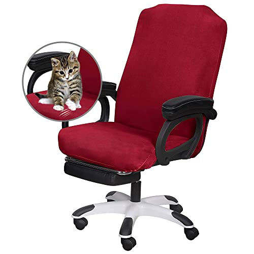 SARAFLORA Office Chair Cover- Large, Burgundy- Removable Computer Chair Cover for Office Chair with Zipper for Universal Rotating Chair Desk Chair Cover High Back Chair Seat Washable Protector for Pet - color: Burgundy, size: Large | 1PCS