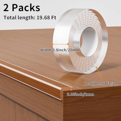 2Pack Baby Proofing Edge Protector for Baby,0.8in x 9.84ft,Clear Edge Protector Strip Sharp Edge Wrap Cover Tape,Corner Bumpers for Furniture,Crib Rail Covers for Teething - size: 2Pack x 0.8in x 9.84FT