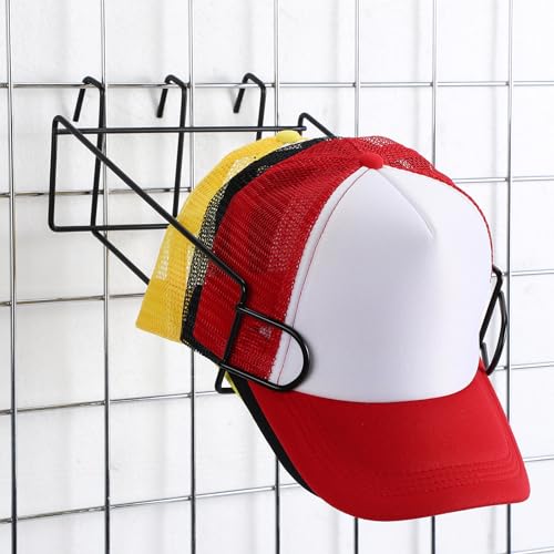 Yaocom 4 Pcs Gridwall Hat Display Rack, Metal Wire Retail Display Shelves Gridwall Organizer Accessories for Grid Panel Displaying Baseball Hats for Home Commercial, Black