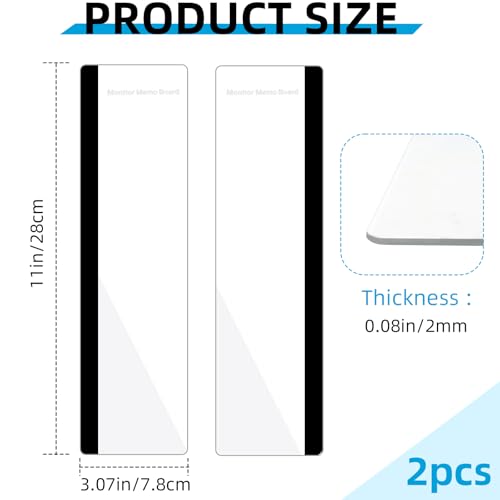 2 Pack Computer Monitor Memo Board, Acrylic Computer Monitor Sticky Note Holder, Transparent Side Panel Office Desk Organizer,Home Office Desk Accessories, Office Supplies for Women Men Computer 