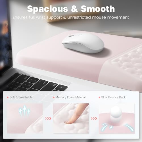 Ospelelf Ergonomic Mouse Pad and Keyboard Wrist Rest, Typing Wrist Pad with Support, Desk Mousepad Set for Office, Pink - color: Pink