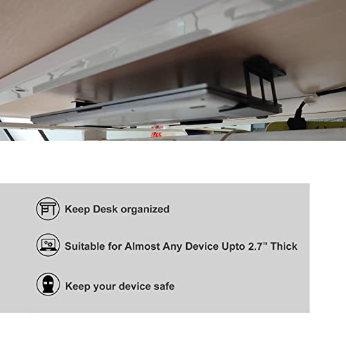 PIAOLGYI Under Desk Laptop Holder Mount with Screw,Bracket Devices Upto 2.7" Under Desk Mount for PS4,Xbox Series S,Xbox One S,Cable Box,Laptop & More(3 Pcs) - size: 2.7"
