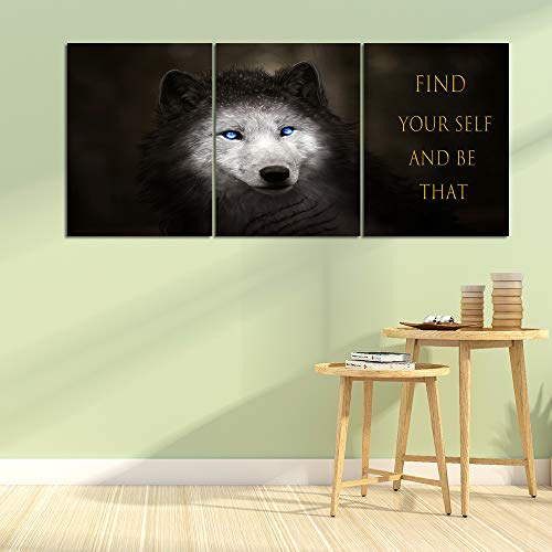 Yetaryy Wolf Canvas Quotes Wall Art Inspirational Entrepreneur Motivational Attitude Posters and Prints Inspirational Home Decor Decals Wall Painting Morden Animal Poster Wall Decor - 72" W x 36" H - color: Art-06, size: 72"W x 36"H