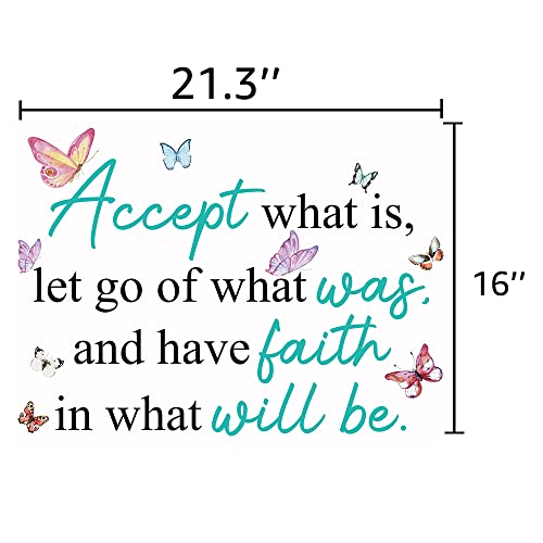 Inspirational Quotes Vinyl Wall Decal Stickers Accept What is, Let Go of What was, and Have Faith in What Will be, for Bedroom, Living Room, Motivational Uplifting Quotes Vinyl Decal (21.3''×16'')