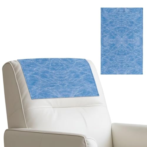 Blue Texture Headrest Protector Cover for Kids and Pets, Anti-Slip Stain Resistant Furniture Protector, Waterproof PU Head Rest Cover for Recliner, Home Decor, 2 Packs - color: Blue Texture