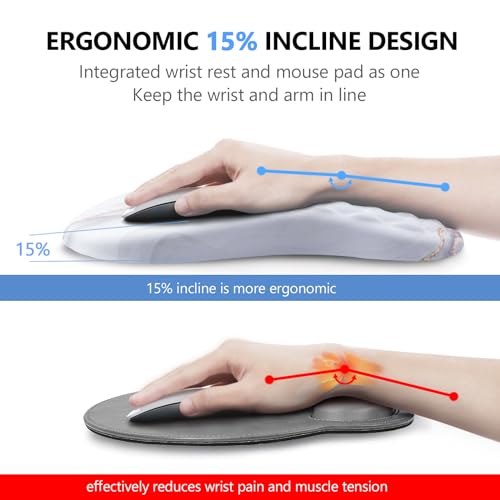 Mouse Pad Wrist Support, Laokiiy 2 in1 Keyboard Wrist Rest+ Ergonomic Mouse Pad, Non-Slip Wrist Rest for Computer Keyboard, Made Easy Typing & Relieve Wrist Pain(White) - color: White Gold