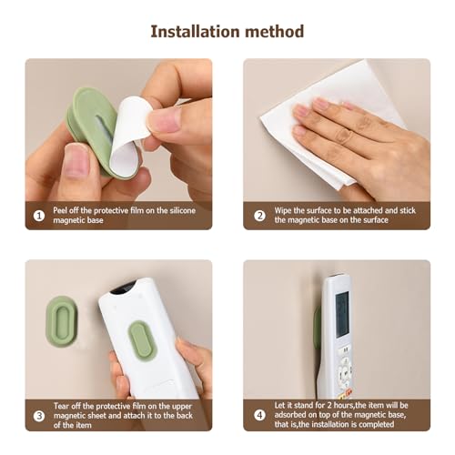 XYOFUN Magnetic Remote Control Holder Wall Mount - 4 Pcs No Drill Self-Adhesive Organizer for Air Conditioner & TV Remotes, Storage Caddy for Televisions Backside - White - color: White