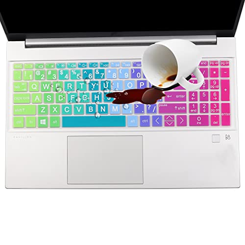 Large Print Keyboard Cover for HP 17.3" Laptop 17t 17z 17-cn 17-cp Series 17t-cn300 17-cp2025dx 17t-cn200 17-cn3003dx 17-cn2083dx 17-cn2063cl 17-cp0700dx 17-cp1035cl 17-cn1063cl 17-cn0023dx cp2124od - color: Rainbow(Big Letters)