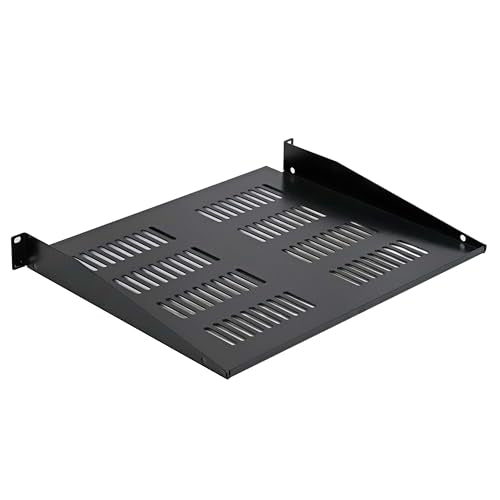 Aeons 1U 19-inch Universal Server Shelf Rack Mount Vented Cantilever Center Mount Shelf 15" Deep, Fixed Server Rack Cabinet Shelf Black 2-Pack - style: 1U-15" Vented