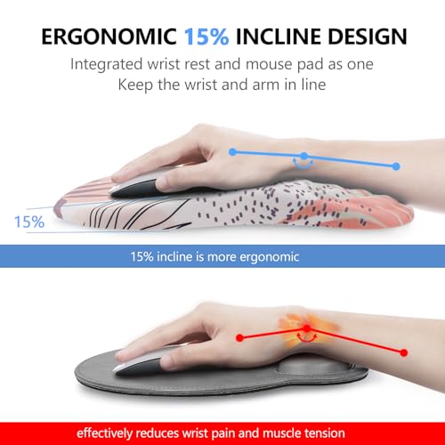 Mouse Pad Wrist Support, 2 in1 Keyboard Wrist Rest+ Ergonomic Mouse Pad, Non-Slip Wrist Rest for Computer Keyboard, Made Easy Typing & Relieve Wrist Pain(Leaf - color: Leaf