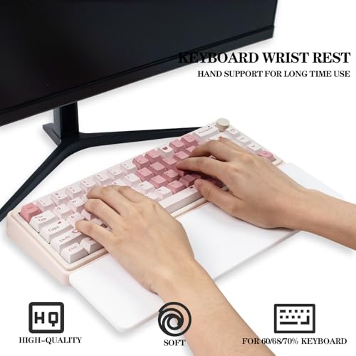 Ergonomic 75% Keyboard Wrist Rest-12.8" Silicone Non-Slip Keyboard Hand Rest, Relief of Hand Pain(White) - color: White