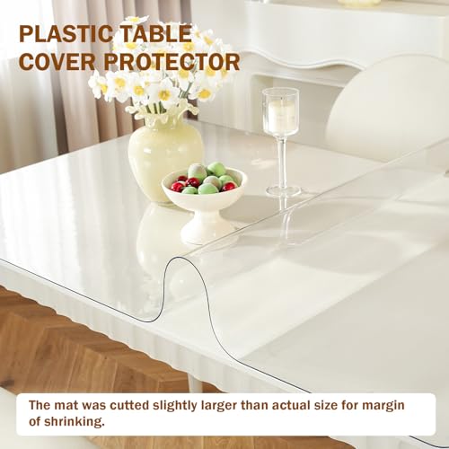 Royhom Clear Table Protector 16 x 48 Inch - 1.5mm Thick Plastic Table Cover, Clear Table Cover Protector Rectangle, Waterproof PVC Desk Mat for Coffee Table, Writing Desk, Dining Room, Dresser - color: Clear 1.5mm, size: 16" x 48" (Rectangular)
