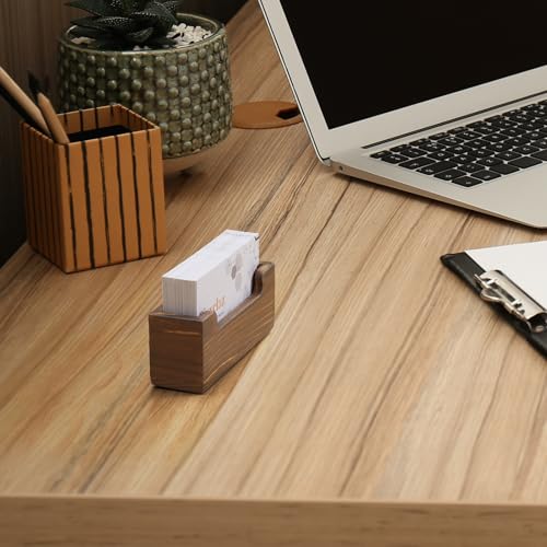 Bivvclaz Business Card Holder Desk, Burnt Wood Business Card Organizer Desktop Business Card Display Stand for Office Tabletop Exhibition, Small Business Essentials - color: Brown