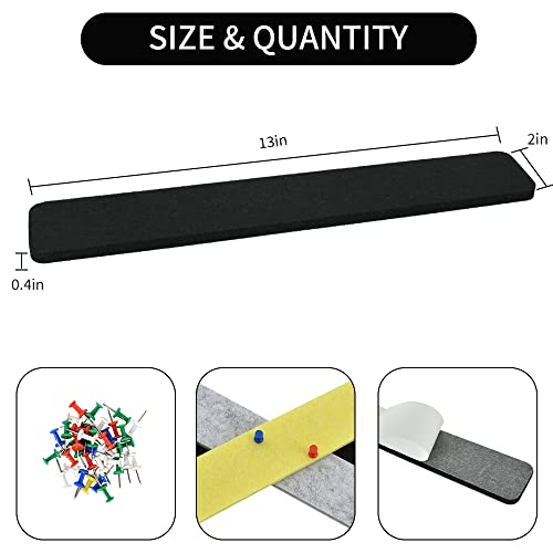 Vuzvuv 8 pcs Bulletin Board Bar Strips with 50 Pushpins & 10 Wooden Clip pins,Self Adhesive Cork Board for Wall,Felt Pin Board for School,Office Decor(Colour) - color: Colour