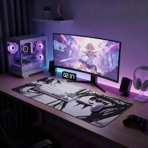 XL Anime Eyes Mouse Pad – Large Manga Girl Desk Mat 31.5x11.8 – Non-Slip, Water-Resistant, Stitched Edges – Aesthetic Japanese Gaming Mat - color: Anime, size: 31.5L x 11.8W inches
