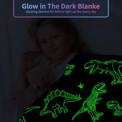 COMFAR Dinosaur Blanket for Boys, Dinosaur Glow in The Dark Blanket for Kids/Toddler/Baby, Soft Fleece Blankets and Throw, Birthday 50"x 60" - color: Dinosaur 9, size: 50"x 60"