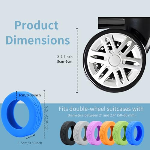 10Pcs Luggage Wheel Covers Silicone Silent Suitcase Protector for Luggage or Office Chair Caste Upgraded Wear-Resistant Anti-Noise Shock Absorption Suitcase Covers Accessories for Travel Blue - color: Blue arrow