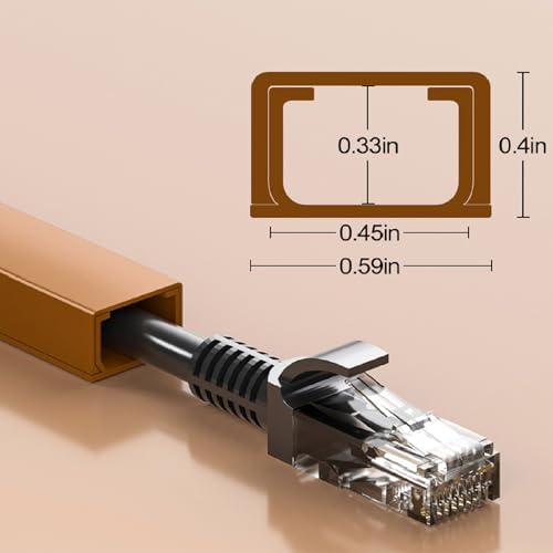 Yecaye Cord Hider, 113in Brown Cord Covers for Wires on Wall, One-Cord Cord Organizer, Easy Install Cable Management Kit, Cord Cover Home Office, W0.59in H0.4in, Brown - color: Brown, size: Small
